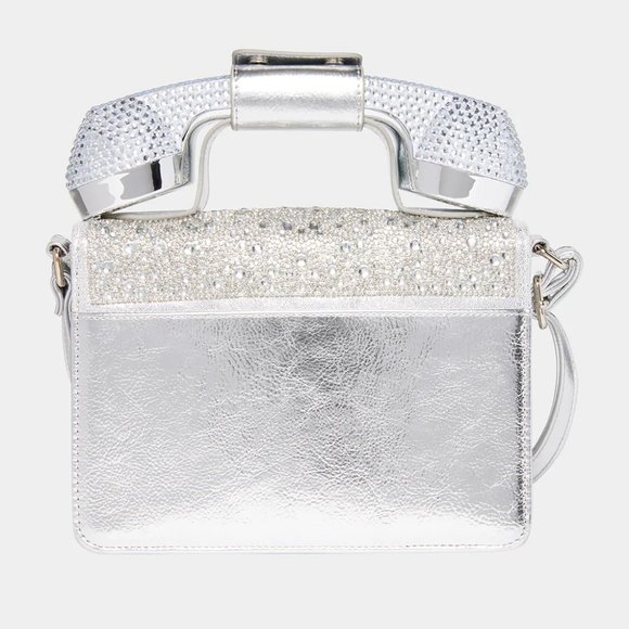 Betsey Johnson Kitsch Million Stars Silver Phone Crossbody Bag New Sealed - Picture 9 of 16